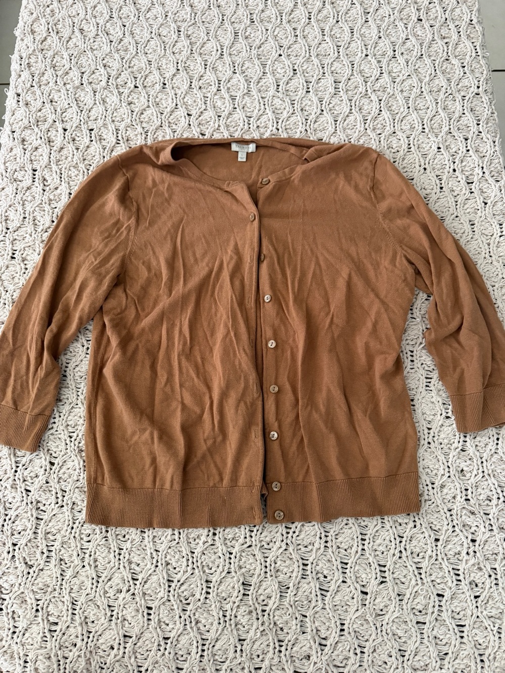 Talbots Lightweight Caramel Brown Button-Front Cardigan
